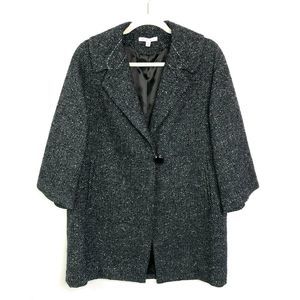 Cabi Tweed Pea Coat Wool Blend Oversized Jacket Blue #689 Dark Academia Small